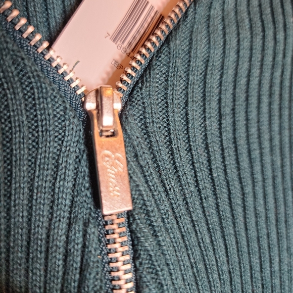 NWT GUESS Malina Green Ribbed Zip Front Long Sleeve Sweater Size XL - Picture 15 of 16